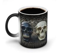 Skull on The Ground Morphing Mug Personalized Ceramic Magic Mug Heat Sensitive Clue Mugs Novelty Coffee Cup Modern Ceramic Cup Custom Funny Mugs for Friends Office Coworker