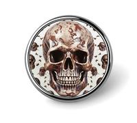 Skull on White Background Button Pins - Personalized Round Badges for Women Men Custom Photo Buttons for Backpack Cloth Decoration Souvenir Gifts, Metal Badge Brooch Party Costume Accessory