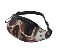 Skull on white background Fanny Pack for Men Women, Waterproof Sports Waist Bag Fashion Belt Bag Crossbody Bags Hip Bum Bag with Adjustable Strap Large Sling Bag Purse for Travel Hiking