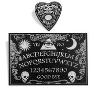 Skull Ouija Style Wooden Talking Board with Planchette - Classic Spirit Message Board for Spirit Hunt - Sun, Moon & Stars