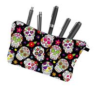 Skull Pencil Case Pencil Case - Waterproof Stationary Bag - Gothic Pencil Case School Halloween Pencil Pouch Large Pen Storage Bag for Teenage Girls and, Black, Se référer au descriptif, Refer to