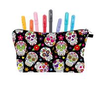 Skull Pencil Case - Skull Pencil Case | Waterproof Stationery Bag Pencil Case Gothic Pencil Case Halloween Pencil Case School Large Storage Bag, black, see description, See description
