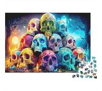Skull Pile 1000 Piece Sturdy Cardboard Jigsaw Puzzle Vibrant Skulls Cluster Challenging Educational for Cognitive Development Brain Training for All Ages 70x50cm/1000pcs