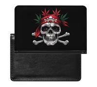 Skull Pirate and Crossbones Weed Travel Passport Wallet Holder Cover Case Protector with Card Slots for Men Women