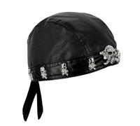 Skull Pirate Bandana Doo Do Rag Headwrap Biker Punk Rock Leather Rivet Cap Mens Black