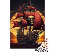 Skull Pirate Ship1 Wooden Jigsaw Puzzles for Adults 1000 Piece Toys Family Jigsaw Games Birthday Puzzle Educational Boys Girls 1000pcs (75x50cm)