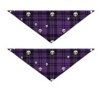 Skull Plaid Dog Bandanas Good Breathability Set of 2 for a Gift Pets Various Sizes 25 1 × 9 8in