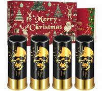 Skull Plastic Shot Glasses, Set of 4 with ChristmasGift Box, Gothic Gifts, 12GA Small Bullet Shot Cups, Novelty Shot Glasses for Wedding Party Gifts, Shot Glasses for Whiskey Vodka Liquor, Black
