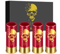 Skull Plastic Shot Glasses, Set of 4 with Gift Box, Gothic Shot Glasses for Men Women Wedding Party Gifts, 12GA Small Bullet Shot Cups for Whiskey Tequila Vodka Liquor, Red