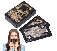 Skull Playing Cards, Skull-Embossed PVC Poker Cards, Smooth & Flexible Finish Playing Cards for Family Game, Adults