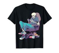 Skull Playing Fun Art Colorful Motif Illustration Skull T-Shirt