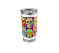 Skull Pop Art Skeleton Retro Colorful Vintage Art Graphics Stainless Steel Insulated Tumbler