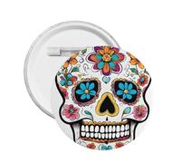 Skull -Print Custom Round Enamel Pin - Alloy Metal Lapel Badge For Jacket, Bag, Gift Idea.