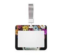 Skull Print Printed ID Badge Holder with Lanyard, Clear Plastic Badge Holder for Work, School, Hospital, Security - Water Resistant & Dirt Proof