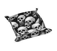Skull Print Storage Tray,Desktop Storage Tray, Foldable Catchall Organizer For Bedroom
