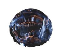 Skull Printed Double Layer Lined Shower Cap,Shower Caps For Women Reusable