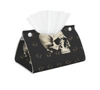 Skull Printed Tissue Box Cover | Stylish Leather Tissue Paper Holder for Home Hotel Car Office Decor