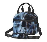 Skull Prints Lunch Bag Tote Bag for Women Men, Insulated Lunch Cooler Bag Organizer for School Picnic Work Outdoor