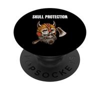 Skull Protection Viking Helmet Humor Norse Battle Vibe PopSockets Adhesive PopGrip