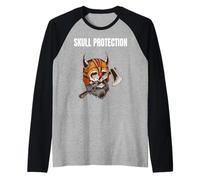 Skull Protection Viking Helmet Humor Norse Battle Vibe Raglan Baseball Tee