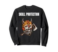 Skull Protection Viking Helmet Humor Norse Battle Vibe Sweatshirt