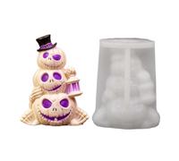 Skull Pumpkin Mold | 3-Layer 3D Silicone Reusable Decoration,Skull Candles Mold - for Cake Candy Chocolate Gummy Soap Candle Art Crafting Party Classroom