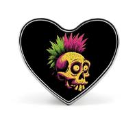 Skull Punk Funny Metal Badge 1″ Heart Form Brooch Pin | Novelty Clothes Hat Bag Tie Accessories Decor for Men Women