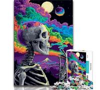 Skull Rainbow Smoke 1000 Piece Jigsaw Puzzle for Adults And Teenagers,Decompressing Intellectual Educational Toy Great Gifts And Toys (75x50cm)