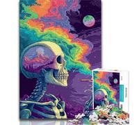 Skull Rainbow Smoke 1000 Piece Jigsaw Puzzle for Adults And Teenagers,Educational Toy Funny Family Games Unique Home Decor (38x26cm)