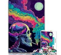 Skull Rainbow Smoke 1000 Piece Jigsaw Puzzle for Adults Teens,Staycation Kill Time Every Piece Is Unique - Challenging Family Fun Game (50x75cm)