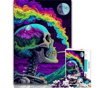 Skull Rainbow Smoke Jigsaw Puzzles for Teenagers,Help The Brain Exercise Addictive Toys to Cultivate Patience A Work of Art 38x26cm