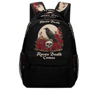 Skull Raven Death Comes Backpack Cute Laptop Bag Travel Daypack | Laptop Backpack,Lightweight,Business Backpack,for Men Women,Shoulder Bag,for Camping Picnic