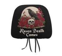 Skull Raven Death Comes Car Headrest Covers Seat Head Rest Protector