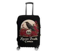 Skull Raven Death Comes Luggage Cover Travel Suitcase Covers XL | Washable,Suitcase Protector,Travel Accessories,Dustproof,Carry On Cover,Baggage Cover,for Men Women