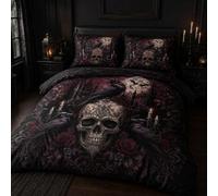 Skull Raven Duvet Cover Super King 260x220cm+2 Pillowcases (50x75 cm)
