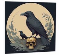 Skull Raven Greeting Card - Crow Gothic Birthday Card 145 x 145mm