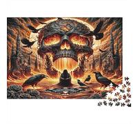 Skull & Ravens Puzzles for Elderly 1000Pc Recyclable Paper Gothic Puzzle for Adults Interesting Family Game Props Party Game Props for Home 38x26cm/1000pcs