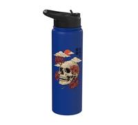 Skull Red Spider Lily Japanese Flower Aesthetic Floral Stainless Steel Insulated Water Bottle