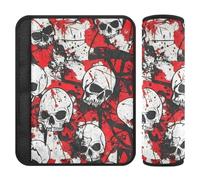 Skull Red Terrible 2 Pack Belt Strap Covers More Comfort Driving for Bag forro para cinturon de seguridad