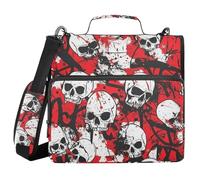 Skull Red Terrible 3 Rings 1.5 inch Binder with Zipper with Handle Multiple Pockets Zippered Portfolio Suitable for Middle School
