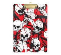 Skull Red Terrible Acrylic Pocket Size Nurse clipboard Standard Letter A4 Size Hard Board for Teacher Portfolio clipboard Gold 12x9in Tabla para escribir