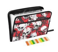 Skull Red Terrible File Folder Expandable 13 Pockets A4 Letter Size with Zipper Closure for File Folder Jackets