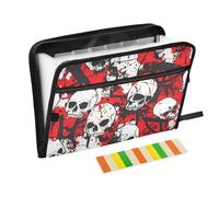 Skull Red Terrible File Organizer Folder 13 Pockets A4 Letter Size with Zipper Closure for File Organizer Expanding Folder
