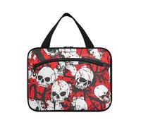 Skull Red Terrible Hanging Travel Makeup Organizer with Hook, Designer Essential kit Bag for Travel Essentials for Women Hotel organizador de maquillaje para L