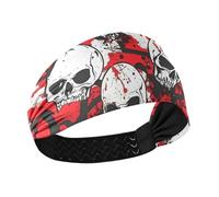 Skull Red Terrible Non-Slip large headbands for women Stretchy head bands for women for Cycling basketball Daily use Athletic Sports