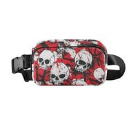 Skull Red Terrible Trendy Fanny Pack Waist Bag for Women Men Teens Small Sling Chest Bag with Adjustable Strap for Travel Shopping Running