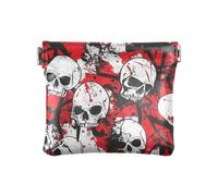 Skull Red Terrible Women Leather Coin Purse Portable Change Wallet for Girls Women Ladies, skull red terrible, Decoration