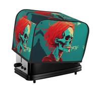 Skull Red Toaster Cover 2 Slice, Waterproof Bread Machine Covers with Pockets Universal Size Kitchen Small Appliance Cover with Handle, Dust and Fingerprint Protection