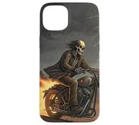 Skull Rider in Storm with Trails of Fire Case for iPhone 15 Plus