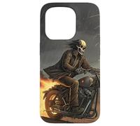 Skull Rider in Storm with Trails of Fire Case for iPhone 15 Pro